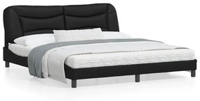 Giroletto Con Testiera Nero 180x200 Cm İn Similpelle /