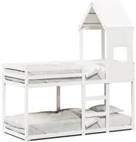 Letto a Castello con Tetto Bianco 75x190 cm Legno Massello Pino 3282008