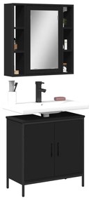 Set mobili da bagno 2 pz nero in legno multistrato