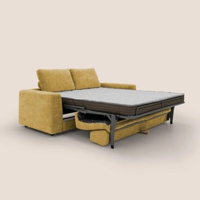 Freia Divano letto minimal materasso h15 cm con morbidi schienali in tessuto impermeabile T14 giallo