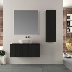 Mobile da bagno sotto lavabo Domino nero opaco L 100 x H 43 x P 46 cm 2 cassetti, lavabo non incluso