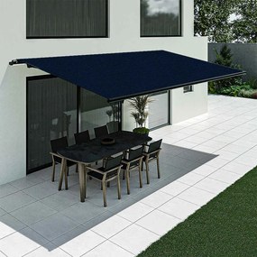 Tenda da sole blu scuro, modello Basic senza cassonetto, 2400 x 1500 mm, con manovella, configurazione individuale