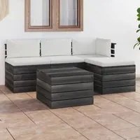 Set Divani da Giardino su Pallet 5 pz con Cuscini Massello Pino cod mxl 39223