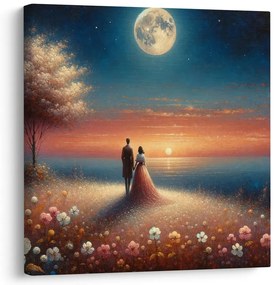 Quadro su tela – Passeggiata romantica tra i fiori
