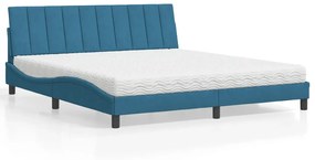 Letto con materasso blu 180x200 cm in velluto