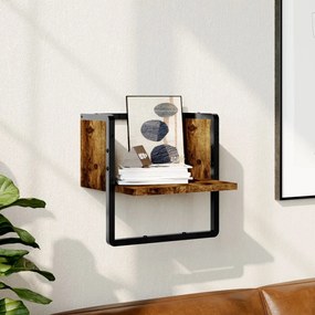 Mensola A Parete Con Asta Rovere Fumo 30x25x30 Cm /
