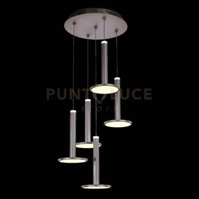 Tua, lampada a sospensione 5 luci, nichel satinato, led/45w 3000k 4...