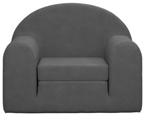 Divano letto per bambini antracite in morbido peluche