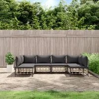 Set Divani da Giardino 6 pz con Cuscini Antracite in Polyrattan 3186787