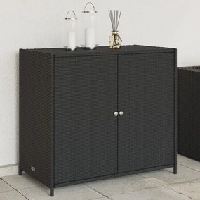 Armadietto Portaoggetti Da Giardino Nero 83x45x76 Cm Polyrattan /