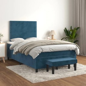 Giroletto A Molle Con Materasso Blu Scuro 120x200 Cm İn Velluto /