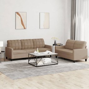 Set Di Divani 2 Pz Con Cuscini Cappuccino İn Similpelle /