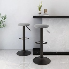Sgabelli Da Bar 2 Pz Grigio Chiaro İn Velluto /