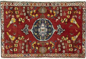 Shiraz Tappeto persiano 90 x 60 Rosso (Iran) Annodato A Mano