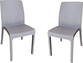 Sedia impilabile in polipropilene effetto rattan VIRGINIA Tortora set 2 pezzi