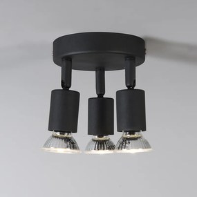 Faretto industriale nero orientabile rotondo 3 luci - Jeany