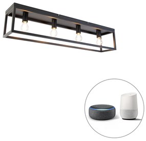 Lampada da soffitto intelligente nera 99,5 cm incl. 4 WiFi A60 - Cage