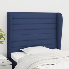 Testiera Ad Orecchio Blu 93x23x118/128 Cm İn Tessuto /