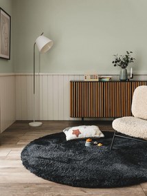 benuta Nest Tappeto a pelo lungo rotondo Cloudy Antracite ø 80 cm rotondo - Tappeto design moderno soggiorno