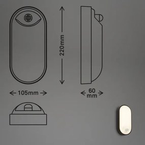 Brilo - Lampada da parete LED per esterni con sensore di movimento LED/12W/230V IP65 nera