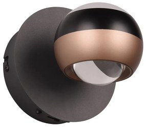 Lampada da parete a LED ø 10 cm in colore nero-rame Orbit - Trio Select