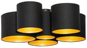 Plafoniera nera con interno dorato 6 luci - Multidrum