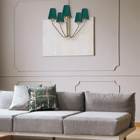 Lampadario a sospensione con supporto rigido VICTORIA 5xE27/60W/230V verde