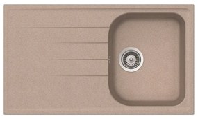 Lavello integrato 1 vasca con gocciolatoio laterale destro o sinistro DELINIA Elba quarzo L 50 x L 86 cm sabbia