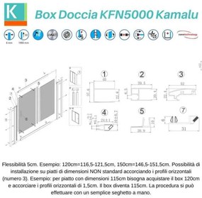 Kamalu - porta doccia 130cm telaio nero e vetro opaco scorrevole | kfn5000ns