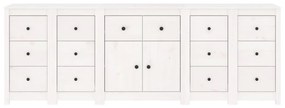 Credenza bianca 230x35x80 cm in legno massello di pino