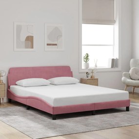 Giroletto Con Testiera Senza Materasso Rosa 160x200 Cm Velluto /