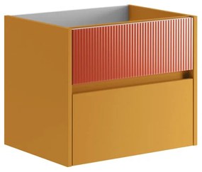 Mobile da bagno sotto lavabo Niwa senape frontale in vetro paprika laccato opaco L 59.5 x H 50 x P 45.5 cm 2 cassetti, lavabo non incluso