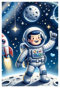Quadro su tela – Sogni spaziali di un piccolo esploratore