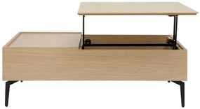 Tavolino da salotto alzabile in legno chiaro e metallo nero L102,5 SEDA