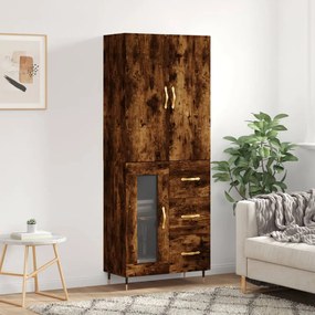 Credenza Rovere Fumo  69,5x34x180 Cm İn Legno Multistrato /