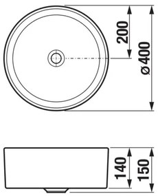 JIKA H8184207161121 - Lavabo da appoggio CUBITO Ø 40 cm ceramica nera opaca