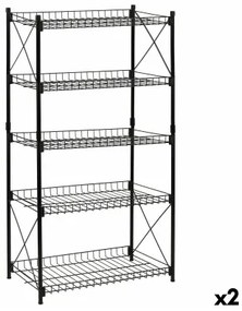 Scaffale Confortime Metallo Nero 52 x 34 x 110 cm (2 Unità)