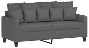 Set di divani 2 pz con cuscini grigio scuro in tessuto