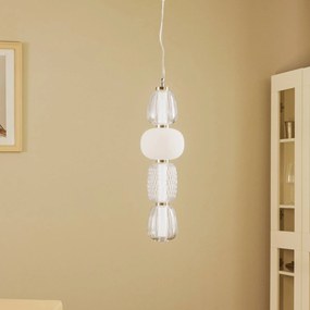 Lucande Lampada a sospensione Fedra, vetro, grigio/bianco, Ø 17 cm