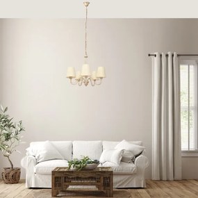 Lampadario a sospensione con catena MALBO 5xE27/15W/230V beige