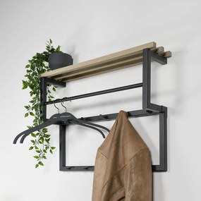 Attaccapanni da parete nero/di colore naturale in metallo con scaffale 71 cm Rizzoli – Spinder Design