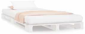 Letto a pallet bianco 90x200 cm in legno massello di pino