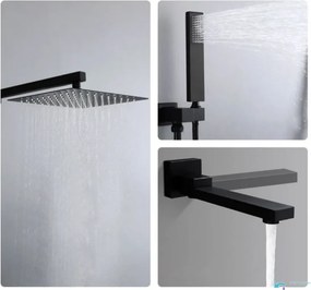 Pannello doccia da incasso EYN PT04042 in ottone con LED, getti multipli e più finiture — Senza uscita inferiore — 30 cm