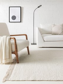benuta Pure Tappeto di lana Lana Crema 120x170 cm - Tappeto fibra naturale