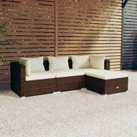 Set Divani da Giardino 4 pz con Cuscini in Polyrattan Marrone cod mxl 40826