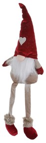 Gnomo Natale gambemolli 55 cm rosso cuore