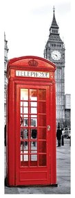 Stampa su tela London red cabin sfondo b&w, multicolore 160 x 60 cm