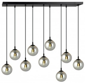 Lampadario a Sospensione in Acciaio e Vetro COSMO 9 Nero 9xE14 Colore delle Sfere Grafite
