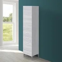 Colonna Bagno Porta Asciugamani H.154 Colore Grigio Multiuso con 5 Cassetti