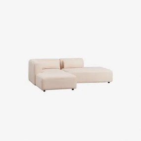 Divano Componibile Angolare In 2 Pezzi Con Chaise Longue Destra E Pouf Fogler Ciniglia Crema Beige - Sklum